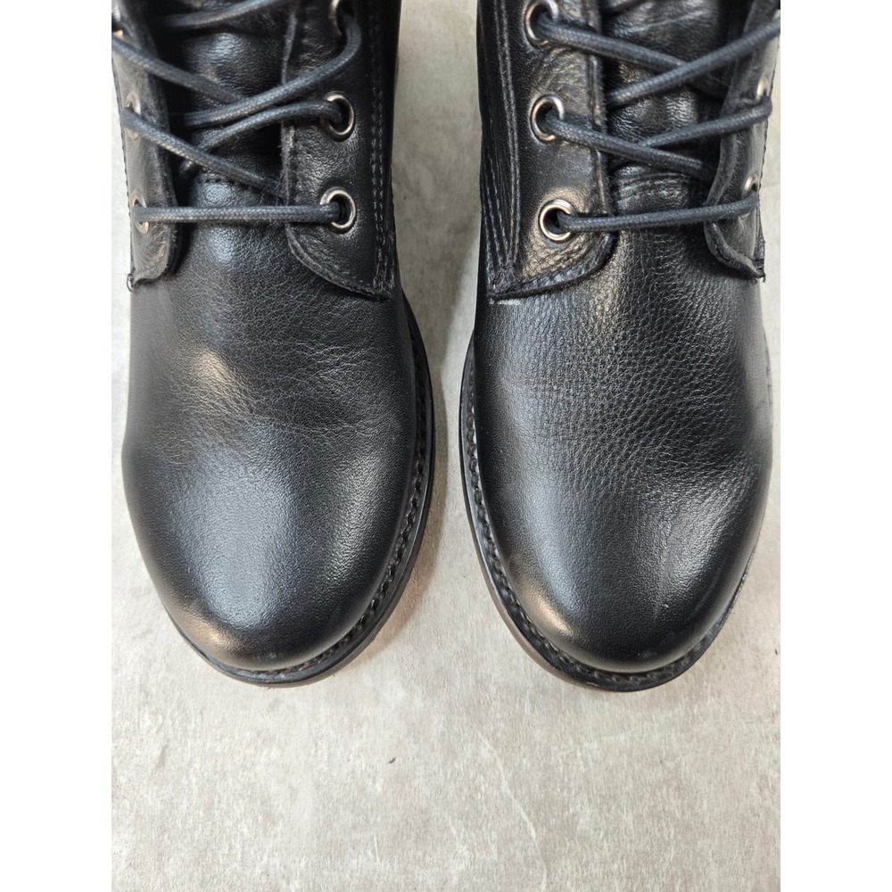 Frye Veronica Combat Ankle Boots 6.5 Black Leather Lace Up Moto Military Booties - Picture 3 of 11